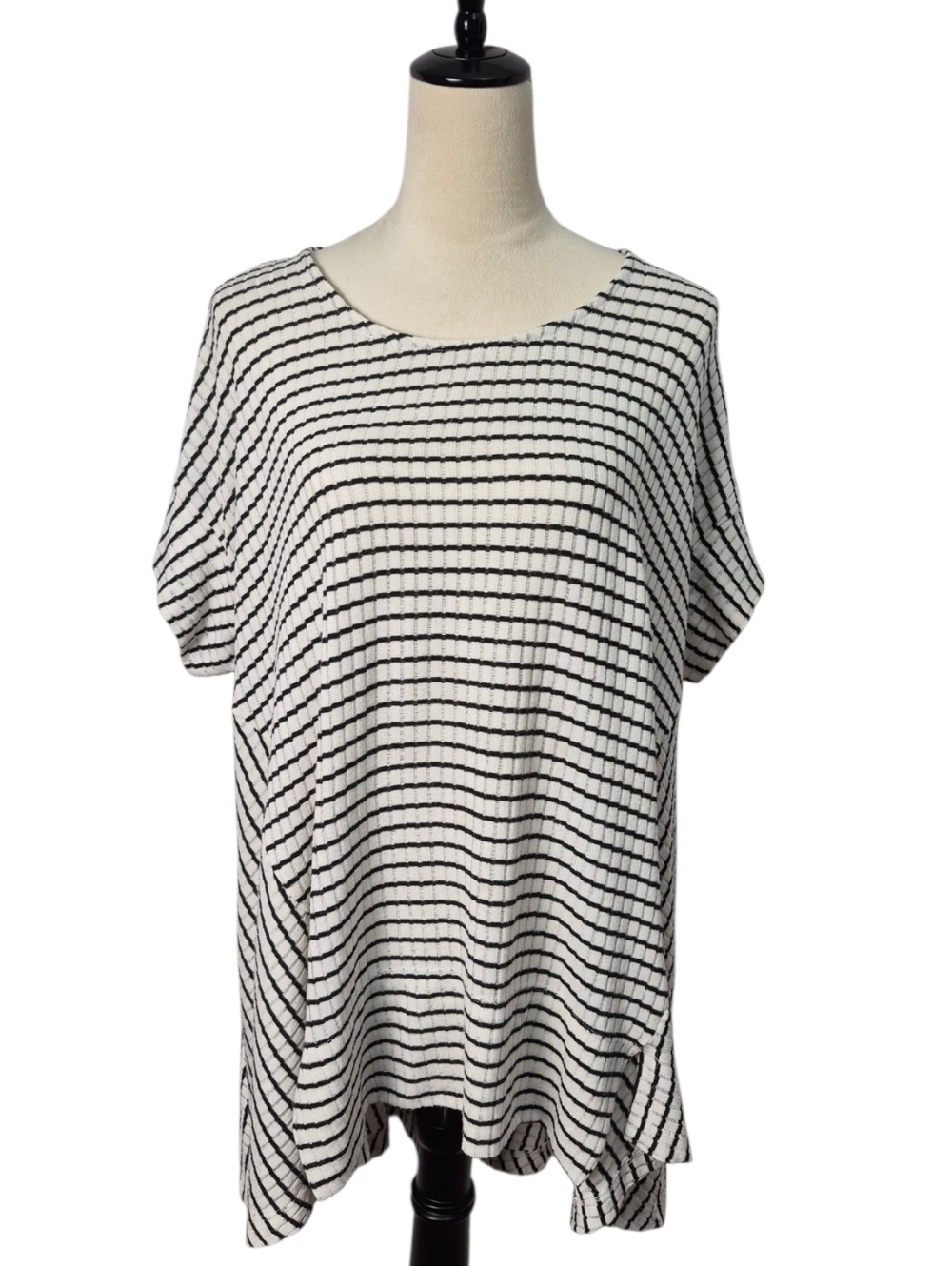 Alembika Womens Lagenlook Striped Ribbed Knit Tunic XS Oversized Coastal Capsule